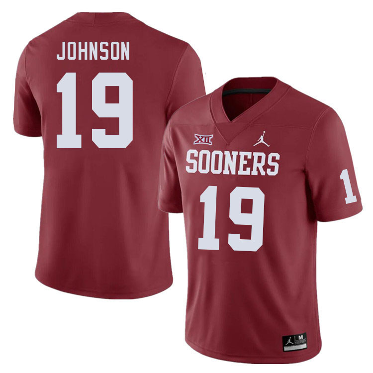Men #19 Jacobe Johnson Oklahoma Sooners College Football Jerseys Stitched Sale-Crimson